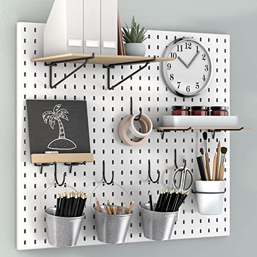 National Hardware N900-003 Metal Assortment PegBoard Storage with Rounded Hooks Shelf Paper Towel Holder and Cup for Kitchen Craft Garage Black