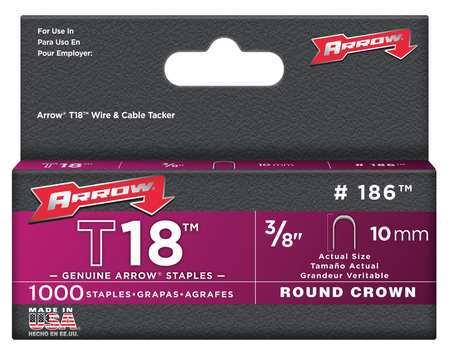 Arrow T18 3/8 Inch Round-Crown Staples 1000 Pack