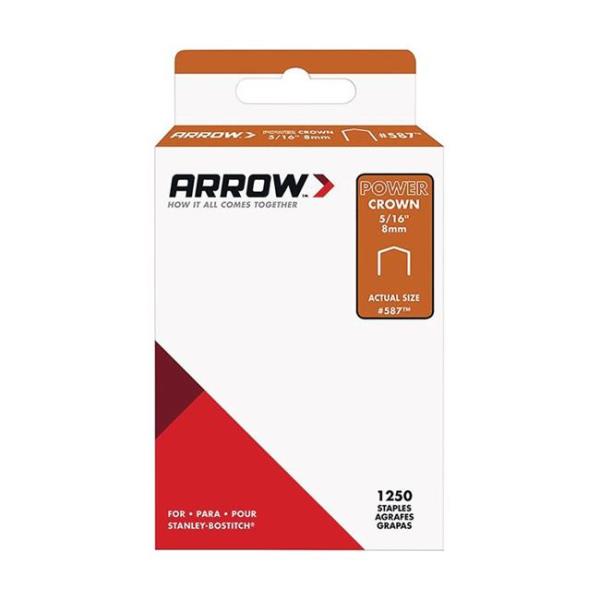 Arrow Fastener 587SP Flat Crown Standard Staples Galvanized Steel Grey 5/16 X 3/8