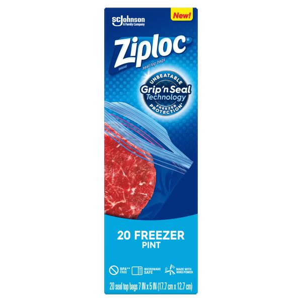 Ziploc® Brand Pint Freezer Bags with Grip N Seal Technology 20 Count
