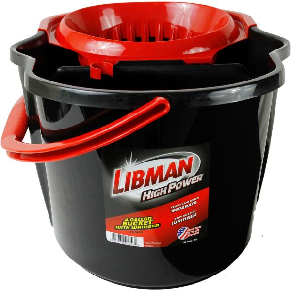 Libman Clean & Rinse Bucket with Wringer Black Polypropylene
