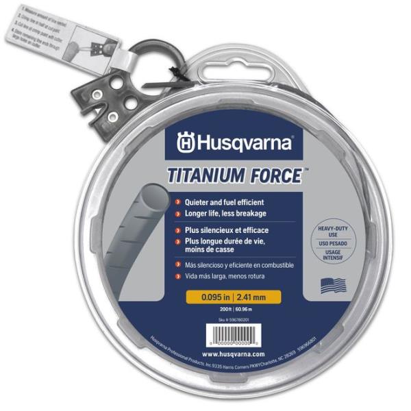 Husqvarna 596780201 Titanium Force Trimmer Line 0.095 X 200 Ft. Polymer Silver