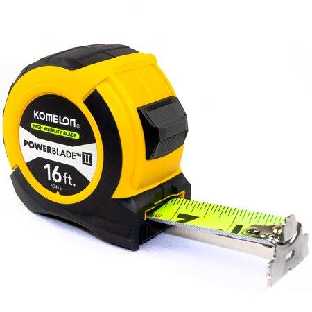 Komelon USA 416-52416 16 Ft. Abs Powerblade II Wide Blade Tape Measures - Small White & Black