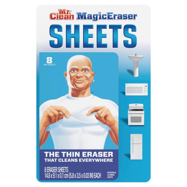 Mr. Magic Eraser Sheets the Power of a Magic Eraser in a Thin Flexible Disposable Sheet 8 Count
