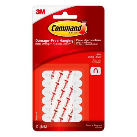 Command Decorating Clip Refill Strips White Mini 12 Strips/Pack