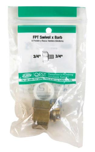 Qest Pex Swivel Adapter 3/4 Barb X 3/4 Fpt Bagged