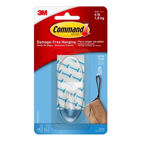 Command Clear Hook with Clear Strips Large 1 Hook 2 Strips/Pack