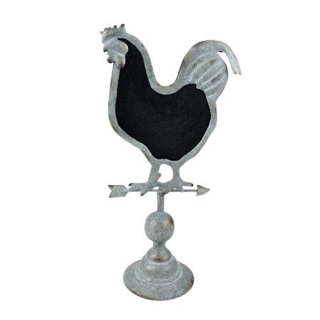14.5 Gray Galvanized Tin Rooster with Chalk Board Figurine