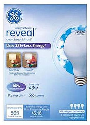 General Electric 43W Energy-Efficient Reveal Frost Bulb 4-Pack 60W Equivalent